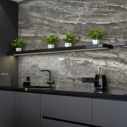 Panel SPC efecto Mármol | Géminis Granite Matte Dark Stone