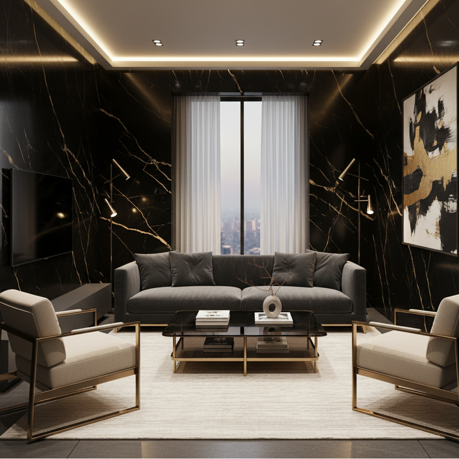 Panel PVC efecto Mármol | Black Gold