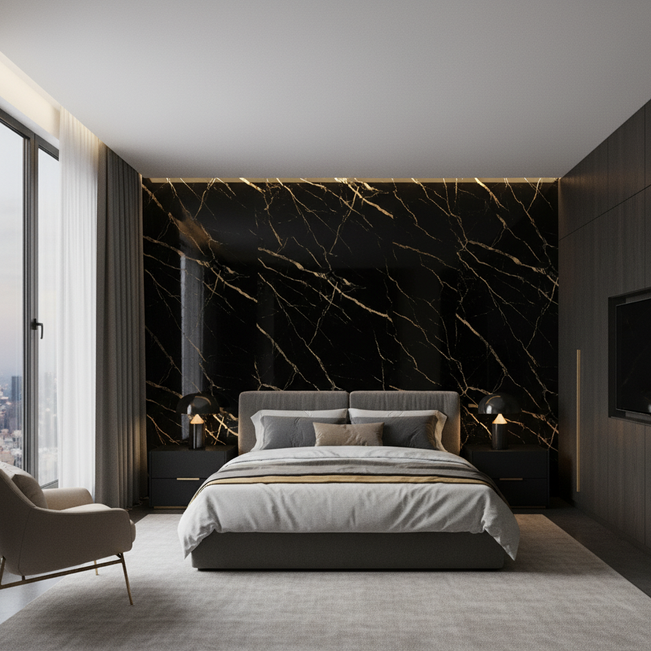 Panel PVC efecto Mármol | Black Gold