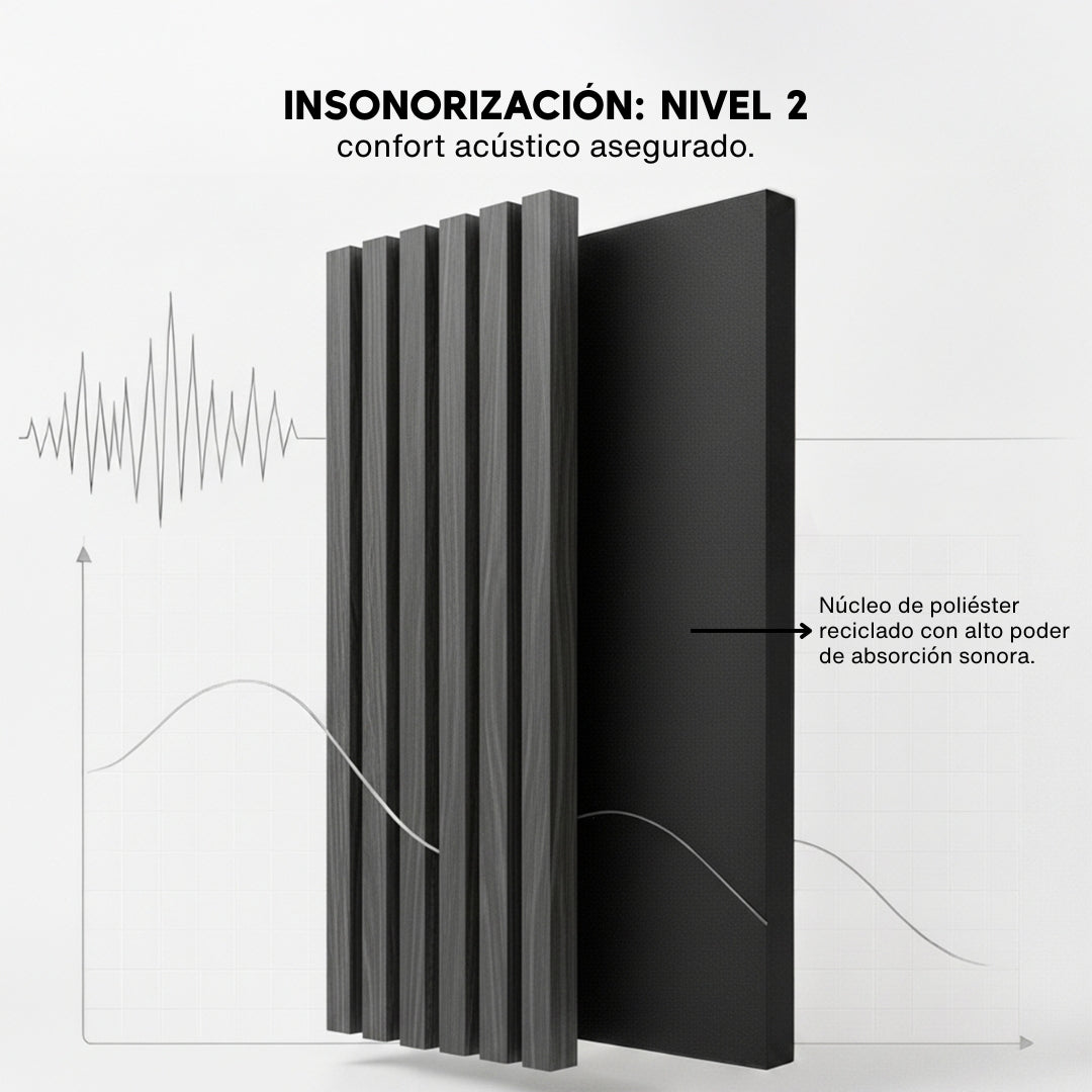 Panel Acústico MDF | Madera Roble Gris Oscuro