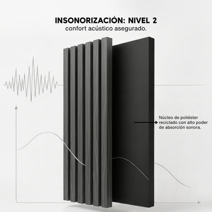 Panel Acústico MDF | Madera Roble Gris Oscuro