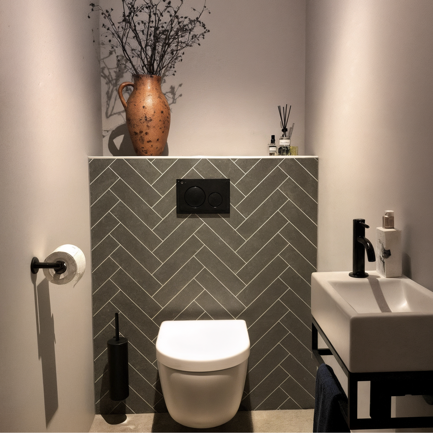 Panel SPC efecto Espiga |  Negro Antracita