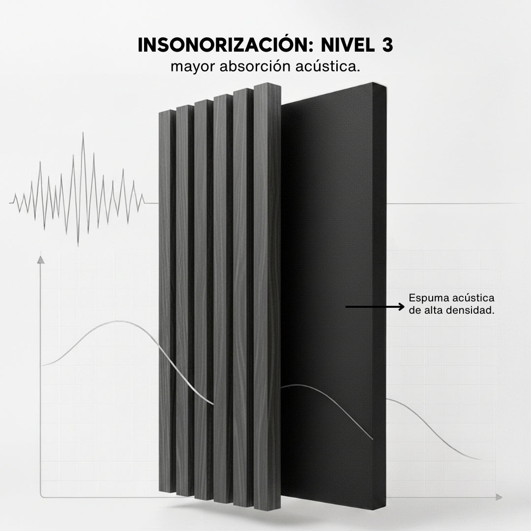 Panel Acústico HDF | Madera Roble Gris Oscuro