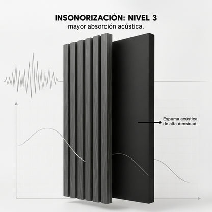 Panel Acústico HDF | Madera Roble Gris Oscuro